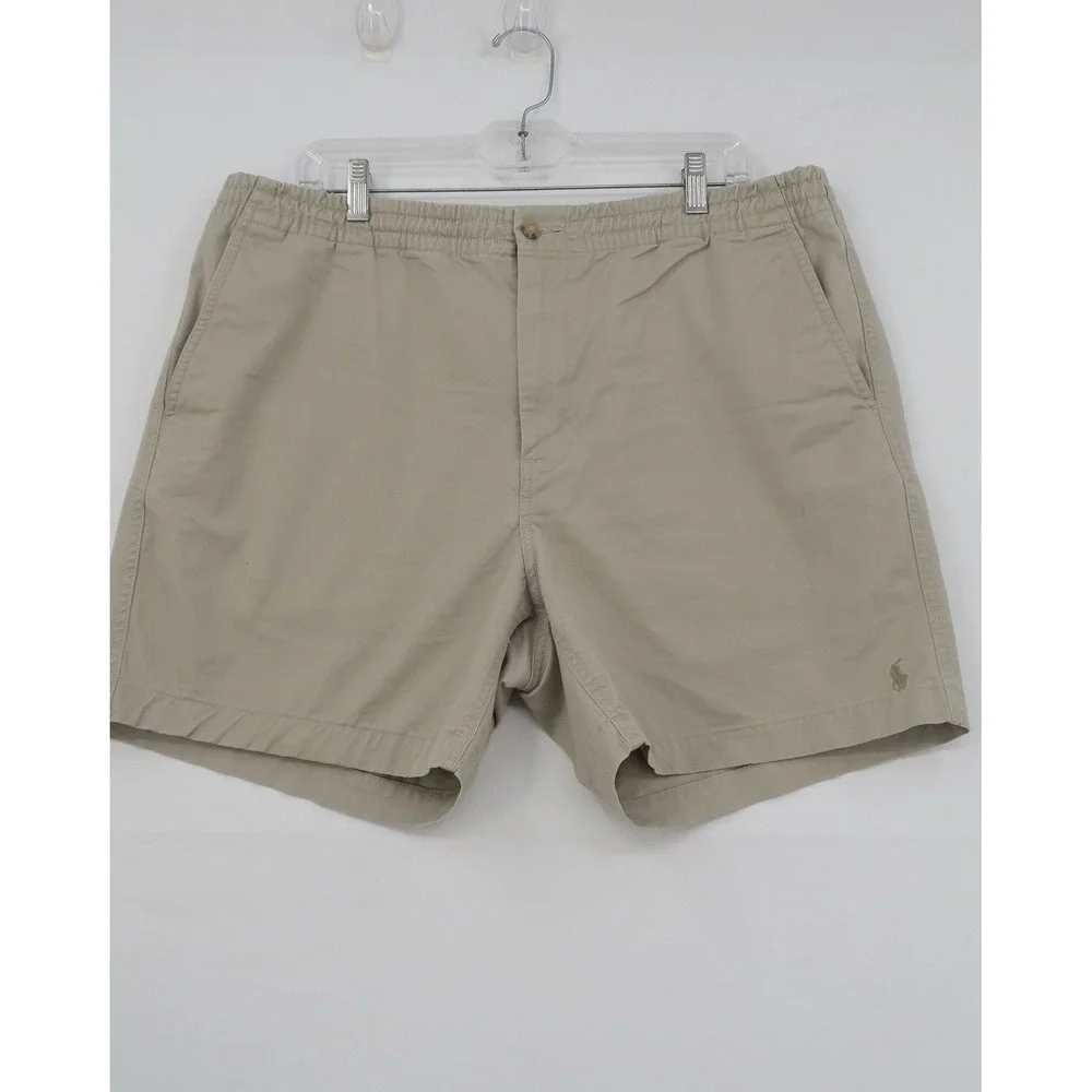 Polo Ralph Lauren Mens Stretch Classic Fit Elastic‎ Waist Khaki Shorts Tan XL